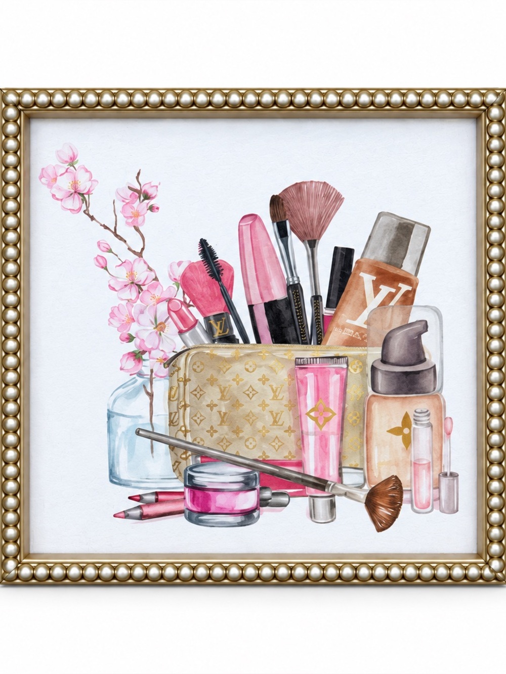 🌸Luxury Pink and Gold Cosmetic Art Print - Home Art set of 2 pictures 🌸